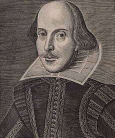 William Shakespeare, engraving from the cover of his first folio, 1623