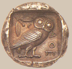 Attic coin showing Athena's Owl