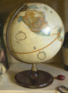Detail from Globe and Books by Linda Mann by Linda Mann