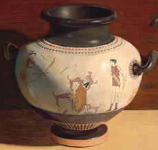 Vase showing Acteon devoured by his own Hounds at the hand of Artemis